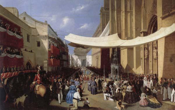 Manuel Cabral Y Aguado Bejarano Corpus Christi Procession in Sevill china oil painting image